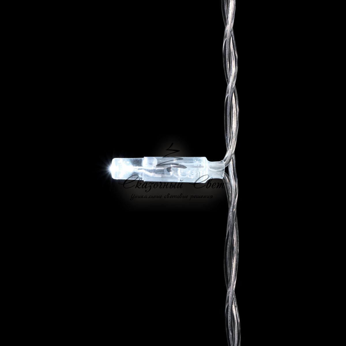 Гирлянда Нить с Колпачком 10м Белая с Мерцанием Белого Диода 24В, 100 LED, Провод Прозрачный ПВХ, IP65 - Image 2