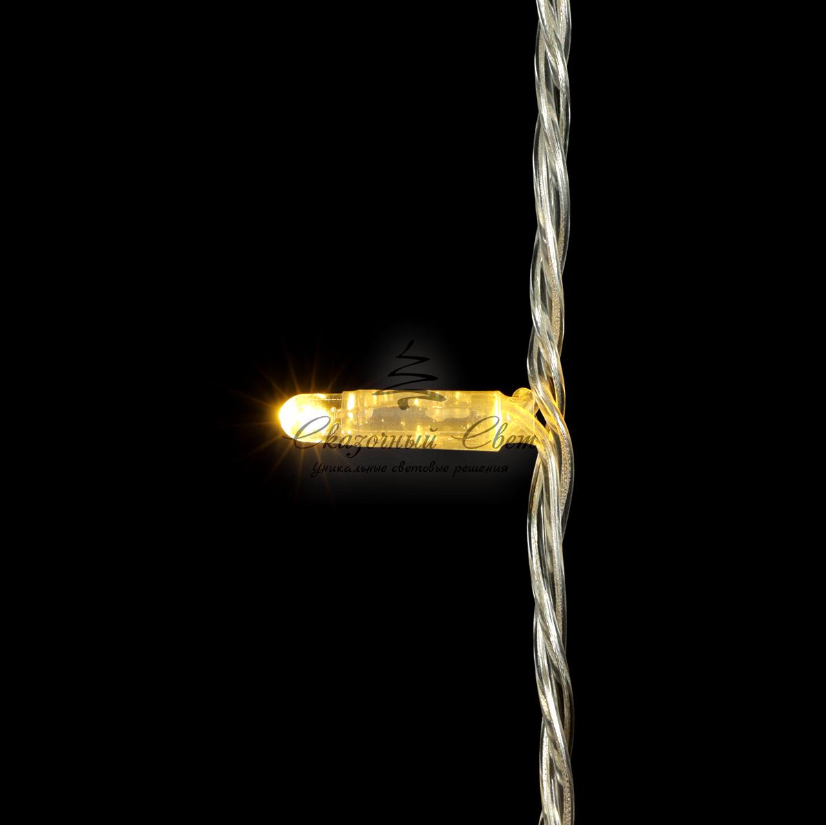 Гирлянда Нить с Колпачком 10м Тепло-Белая с Мерцанием Белого Диода 24В, 100 LED, Провод Прозрачный ПВХ, IP65 - Image 2