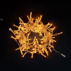 Гирлянда Нить с Колпачком 10м Желтая 24В, 100 LED, Провод Прозрачный ПВХ, IP65