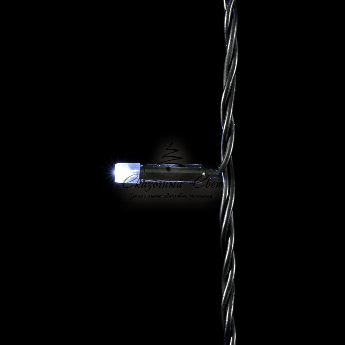 Гирлянда Нить с Колпачком 10м Белая 24В, 100 LED, Провод Черный ПВХ, IP65 - Image 2