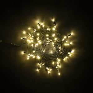 Гирлянда Нить с Колпачком 10м Тепло-Белая 24В, 100 LED, Провод Черный ПВХ, IP65
