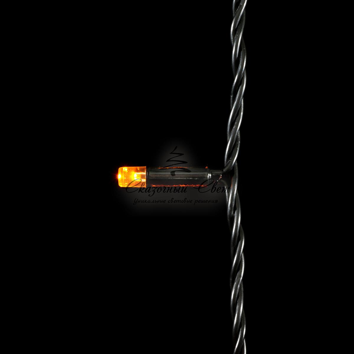 Гирлянда Нить с Колпачком 10м Желтая 24В, 100 LED, Провод Черный ПВХ, IP65 - Image 2