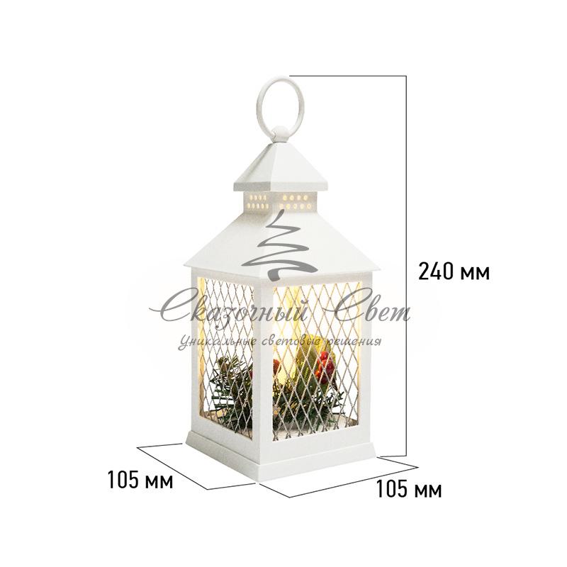 Декоративный фонарь со свечкой, белый корпус, размер 10.5х10.5х24 см, цвет ТЕПЛЫЙ БЕЛЫЙ - Image 18