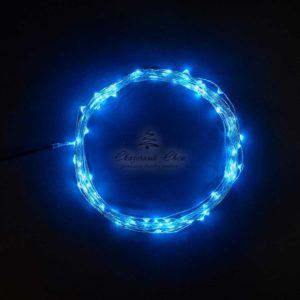 Гирлянда Роса 10м Синяя 12В, 100 LED, Провод Прозрачный Проволока, IP20
