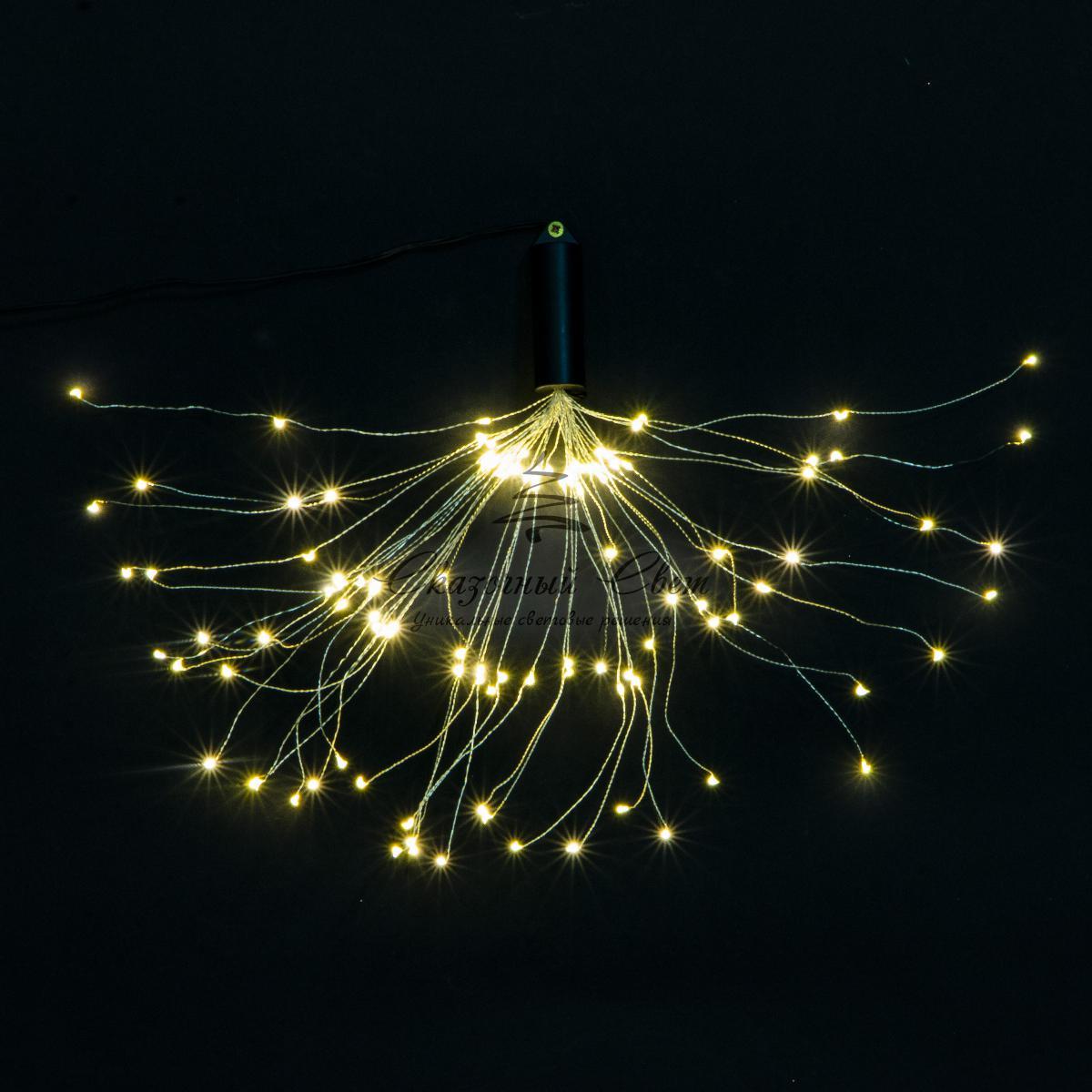 Гирлянда Роса "Еж" 30см Тепло-Белая с Мерцанием, 120 LED, Провод Прозрачный Проволока, IP67