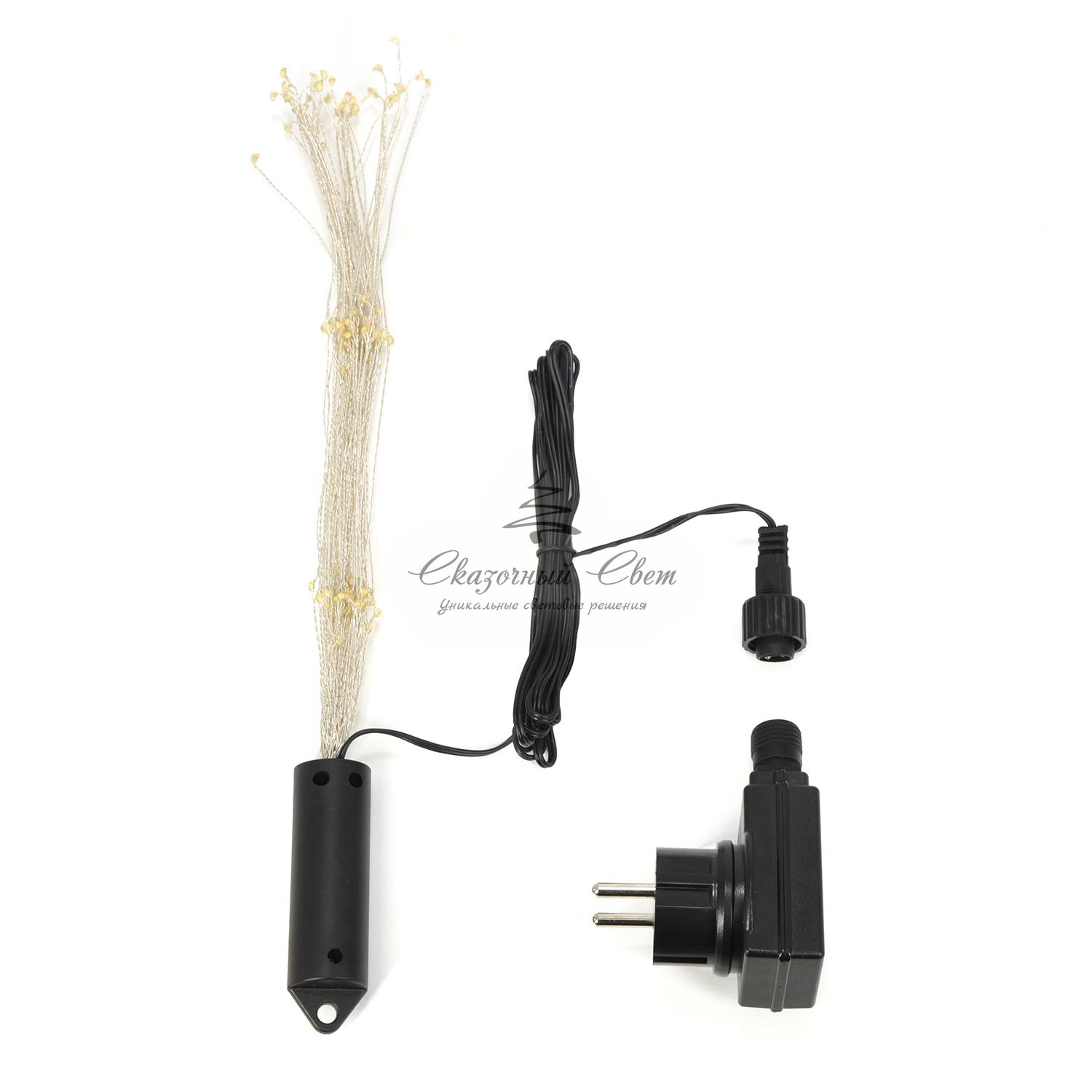 Гирлянда Роса "Еж" 30см Тепло-Белая с Мерцанием, 120 LED, Провод Прозрачный Проволока, IP67 - Image 3