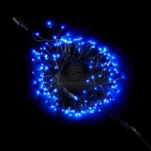 Гирлянда Кластерная с Мини Диодами 2,4м Синяя, 192 LED, Провод Черный ПВХ, IP54