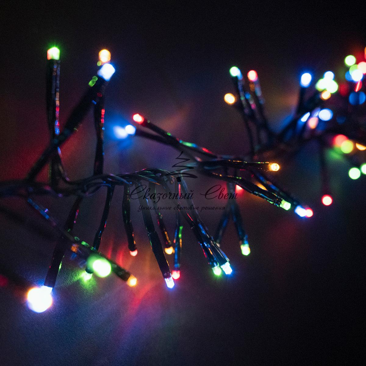 Гирлянда Кластерная с Мини Диодами 2,4м Разноцветная, 192 LED, Провод Черный ПВХ, IP54 - Image 2