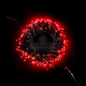Гирлянда Кластерная с Мини Диодами 2,4м Красная, 192 LED, Провод Черный ПВХ, IP54