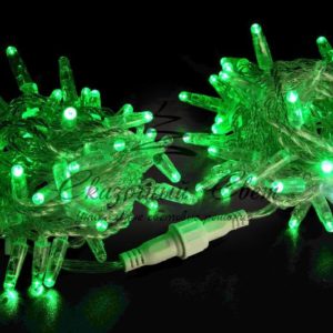 Светодиодная гирлянда нить 10 м, 220В, флэш, прозрачный провод, зеленая