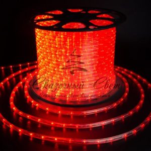 Дюралайт 2-х провод, 10 мм, 220В, статика, красный