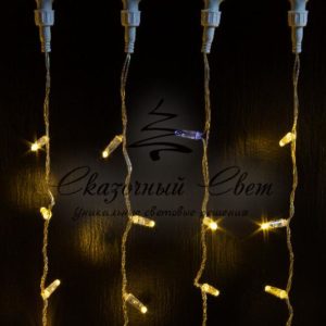 Светодиодный занавес 2х3м, флэш, прозрачный провод, теплый белый