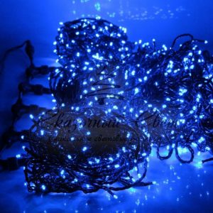 Светодиодная гирлянда спайдер, 5 нитей по 20м, стататика, черный провод, синяя