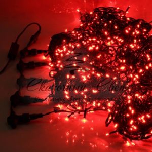 Светодиодная гирлянда спайдер, 5 нитей по 20м, статика, черный провод, красная
