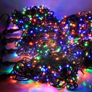 Светодиодная гирлянда спайдер, 5 нитей по 20м, статика, черный провод, мульти