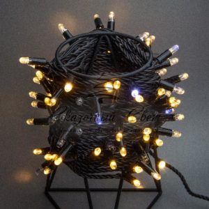 10 м, 220В, флэш, ТЁПЛ.БЕЛЫЙ, черная резина 2,3мм