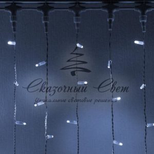 Светодиодный занавес 2х6м, статика, белый провод, белый