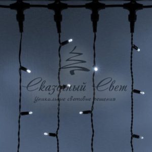 Светодиодный занавес 2х6м, флэш, черный провод, белый