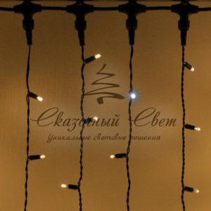 Светодиодный занавес 2х6м, флэш, черный провод, теплый белый