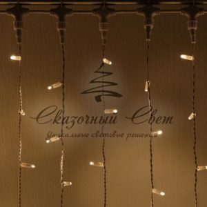 Светодиодный занавес 2х9м, статика, белый провод, теплый белый