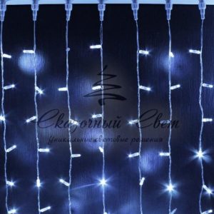 Светодиодный занавес 2х2м, статика, прозрачный провод, белый