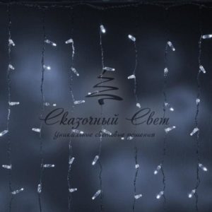 Светодиодный занавес 2х1.5м, флэш, прозрачный провод, белый