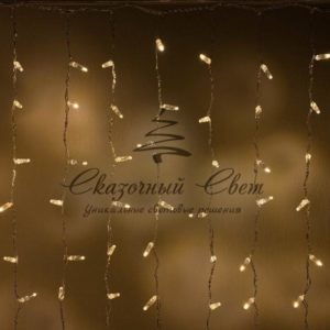 Светодиодный занавес 2х1м, статика, прозрачный провод, теплый белый