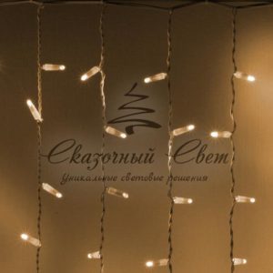 Светодиодный занавес 2х1.5м, статика, белый провод, теплый белый