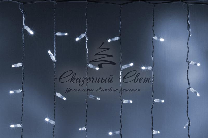 Светодиодный занавес 2х1.5м, флэш, белый провод, белый