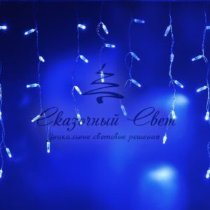 Светодиодная бахрома 3х0.6м, статика, прозрачный провод, синяя