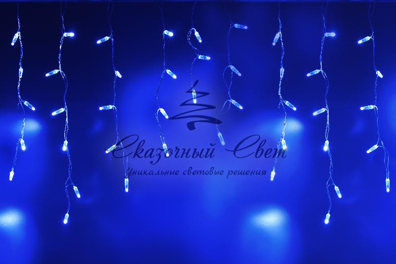 Светодиодная бахрома 3х0.6м, статика, прозрачный провод, синяя