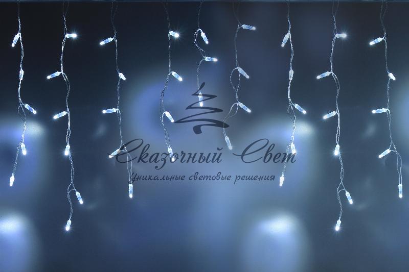 Светодиодная бахрома 3х0.6м, флэш, прозрачный провод, белая