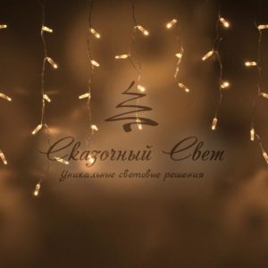 Светодиодная бахрома 3х0.6м, флэш, прозрачный провод, теплая белая