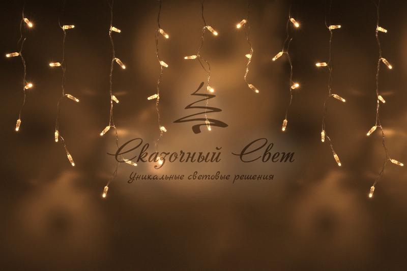 Светодиодная бахрома 3х0.6м, флэш, прозрачный провод, теплая белая