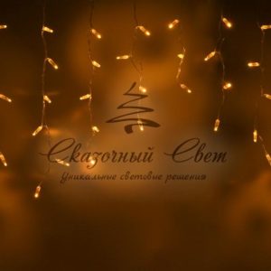 Светодиодная бахрома 3х0.6м, статика, прозрачный провод, желтая