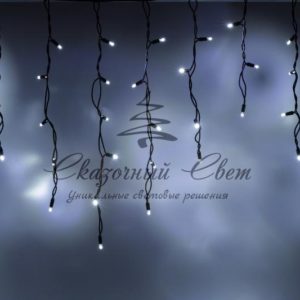 Светодиодная бахрома 3х0.6м, статика, черный провод РЕЗИНА, белая