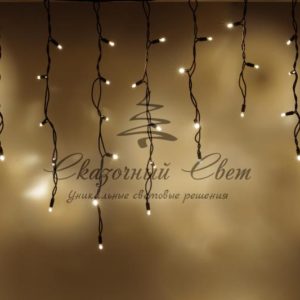 Светодиодная бахрома 3х0.6м, статика, черный провод РЕЗИНА, теплая белая