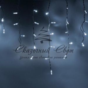 Светодиодная бахрома 3х0.6м, статика, белый провод РЕЗИНА, белая