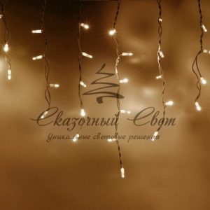 Светодиодная бахрома 3х0.6м, статика, белый провод РЕЗИНА, теплая белая