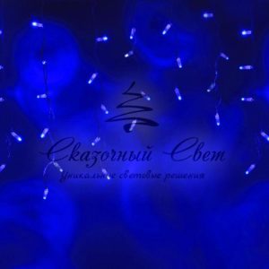 Светодиодная бахрома 3х0.6м, флэш, белый провод, синяя