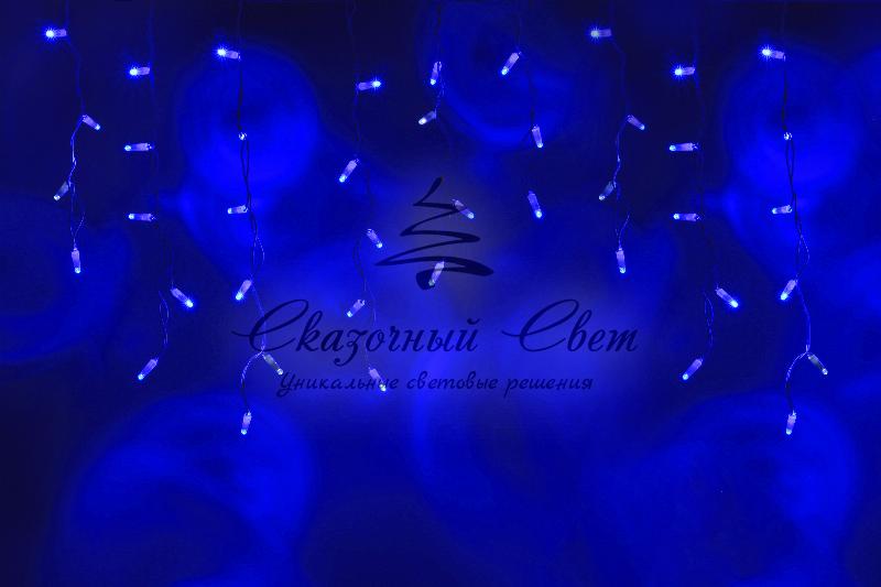 Светодиодная бахрома 3х0.6м, флэш, белый провод, синяя