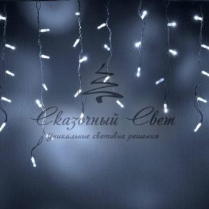 Светодиодная бахрома 3х0.6м, флэш, белый провод, белая