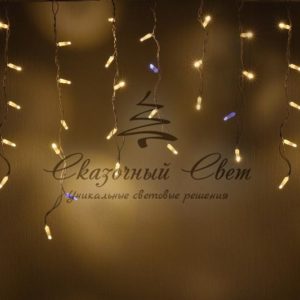 Светодиодная бахрома 3х0.6м, флэш, белый провод, теплая белая