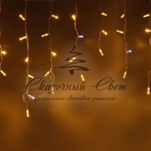 Светодиодная бахрома 3х0.6м, флэш, белый провод, желтая