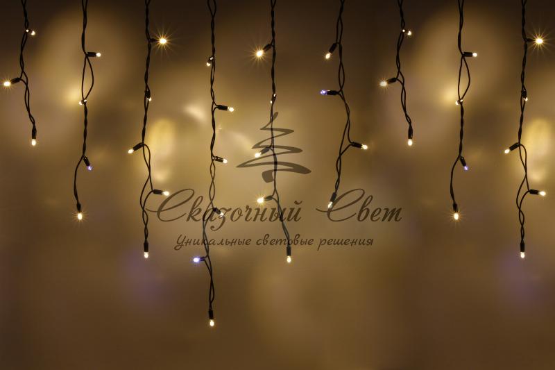 Светодиодная бахрома 3х0.6м, флэш, черный провод РЕЗИНА, теплая белая