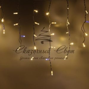 Светодиодная бахрома 3х0.6м, флэш, белый провод РЕЗИНА, теплая белая