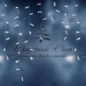 Бахрома 3х0.9 м, флэш, прозрачный провод, белая