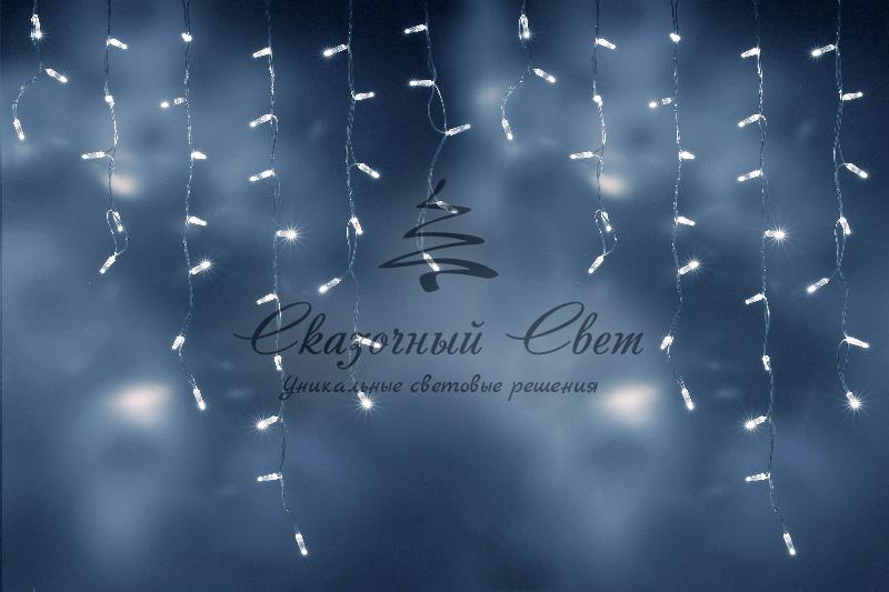 Бахрома 3х0.9 м, флэш, прозрачный провод, белая