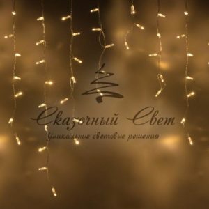 Светодиодная бахрома 3х0.9м, статика, прозрачный провод, теплая белая