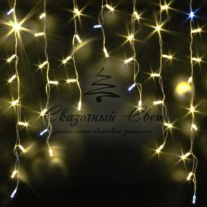 Бахрома 3х0.9 м, флэш, прозрачный провод, теплая белая